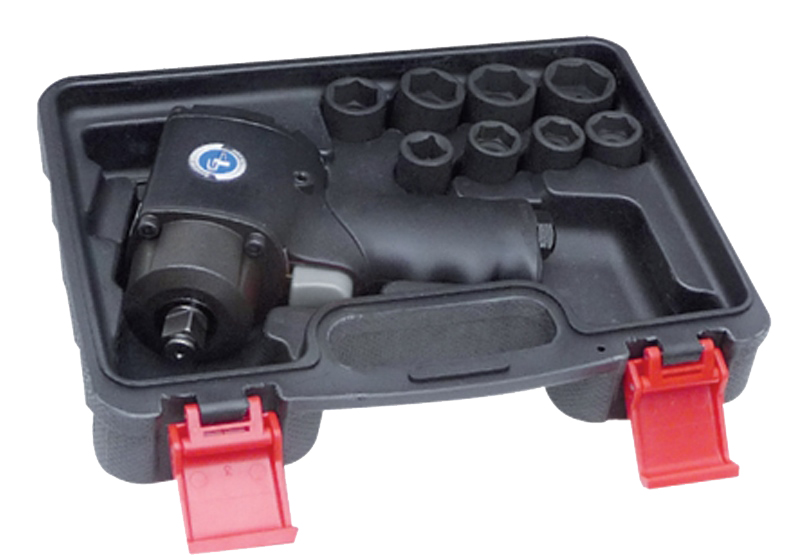 Coffret de clé à chocs pneumatique 1/2'' + douilles courtes à chocs 1/2'' GENERAL PNEUMATIC GP1313BC