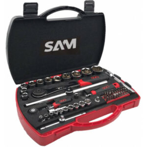Coffret de douilles et accessoires 1/4'' et 1/2'' 60 pièces SAM OUTILLAGE 75-SHR60