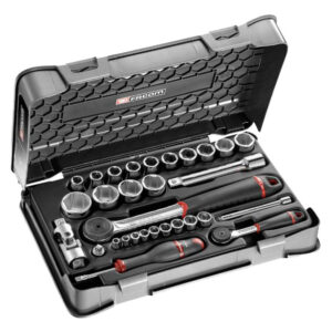 Coffret douilles 1/4'' - 1/2'' 6 pans métriques 30 pièces FACOM RS.161-1PB