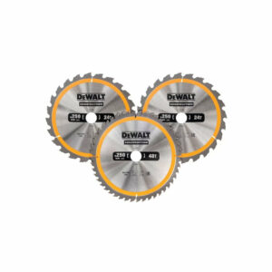 Coffret plastique de 3 lames Ø250mm  DEWALT DT1963-QZ Carbure Construction pour scie circulaire stationnaires : DT1952x2, DT1959