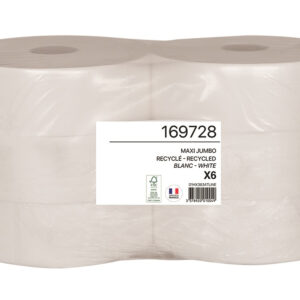 Colis de 6 rouleaux papier hygiénique blanc ouate JUMBO 2 plis 380 m 169728
