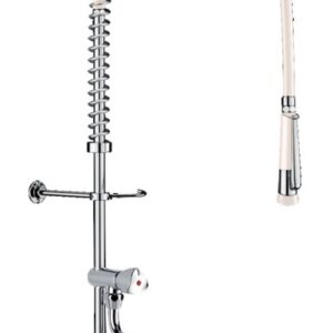 Combiné de prélavage monotrou avec mélangeur, robinet de puisage et bec télescopique orientable DELABIE G6632