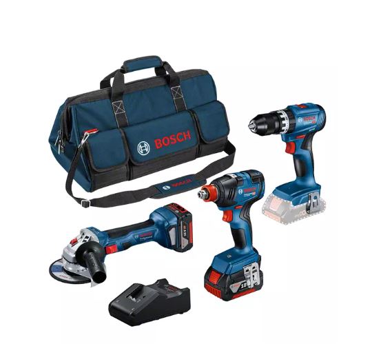 Combo kit 3 machines 18 V (GWS7/GSB45/GDX200) + 2 batteries 5 Ah + sac BOSCH 0615990N31