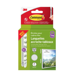 Languette adehesive cadre fin blanc lot de 24