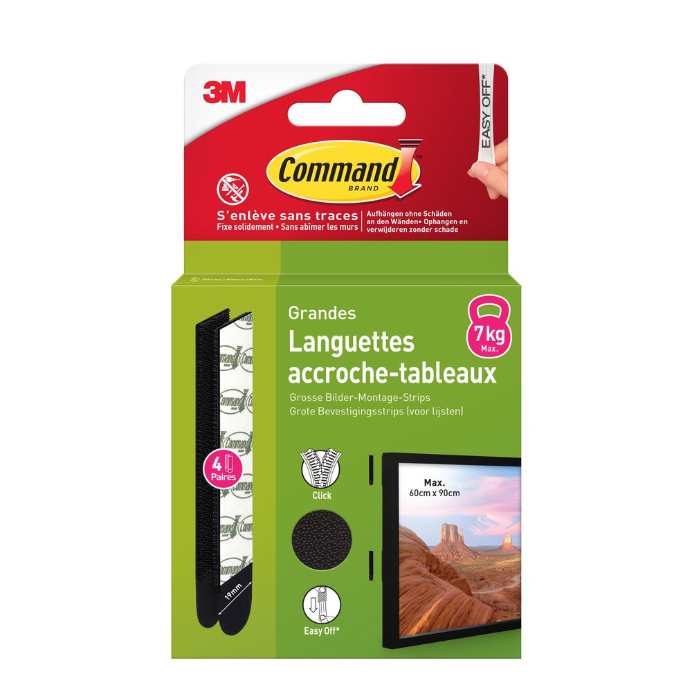 Languette de fixation pour tableau grand modele noir lot de 8