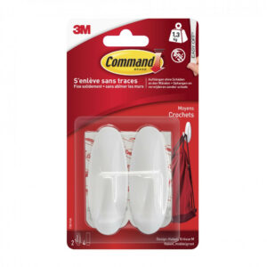 Lot de 2 crochets adhésif Plastique design, COMMAND, blanc 1.3 kg
