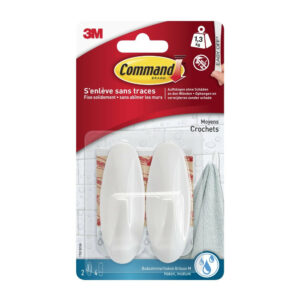 Lot de 2 crochets résistant à l'eau Design, COMMAND, blanc 1.3 kg