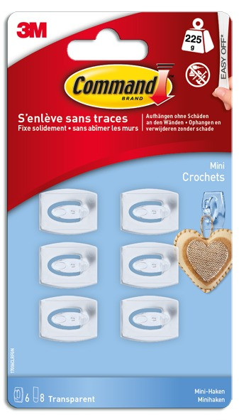 Lot de 6 crochets adhésif Mini, COMMAND, transparent 0.225 kg