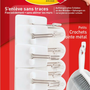 Lot de 9 crochets adhésif Plastique pointe métal, COMMAND, blanc 0.225 kg