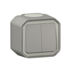 Commande double étanche pour réaliser 3 fonctions PLEXO fixation saillie gris (Boîte de 10) LEGRAND 069715L