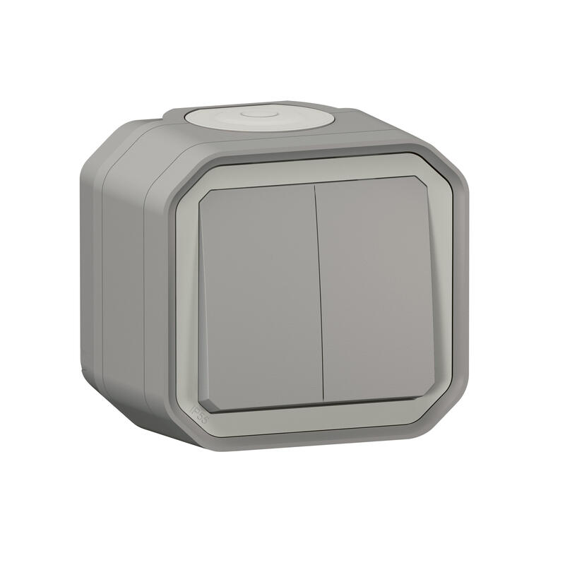 Commande double étanche pour réaliser 3 fonctions PLEXO fixation saillie gris (Boîte de 10) LEGRAND 069715L