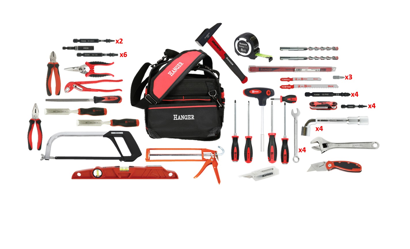 Composition d'outillage générale sac + 73 outils HANGER PACK_OUTILLAGE