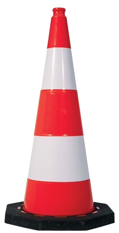 Cône plastique 75 cm avec pied en caoutchouc TALIAPLAST 520303