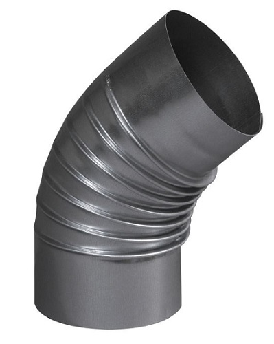 Coude aluminié 45° plissé D200 mm TEN 374200