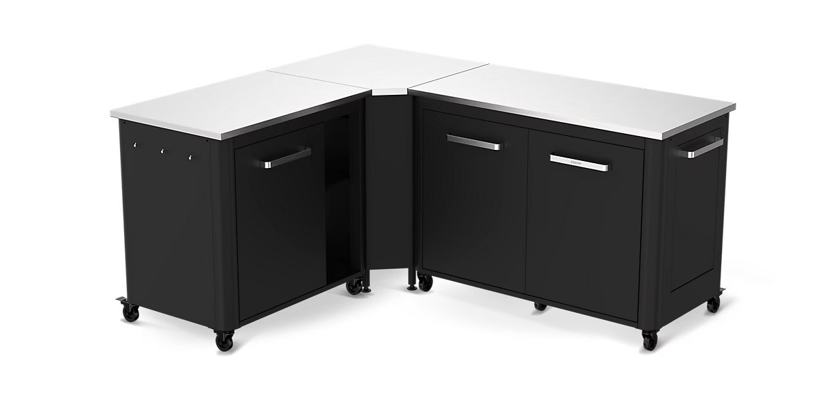 Cuisine extérieure modulable avec angle - modules 120 cm et 90 cm - plan de travail inox