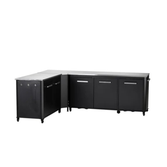 Cuisine extérieure modulable avec angle - modules 180 cm et 120 cm - plan inox