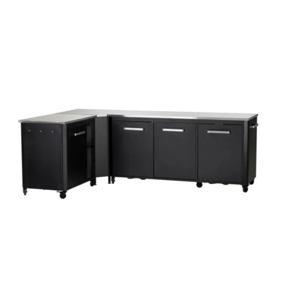 Cuisine extérieure modulable avec angle - modules 180 cm et 90 cm - plan inox