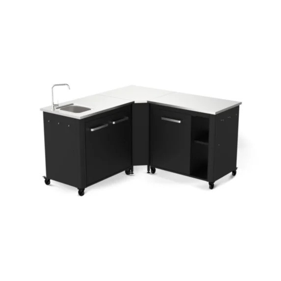 Cuisine extérieure modulable avec évier 90 cm et angle - module 90 cm - plan inox