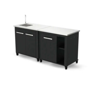 Cuisine extérieure modulable avec évier 90 cm et module 90 cm - plan inox