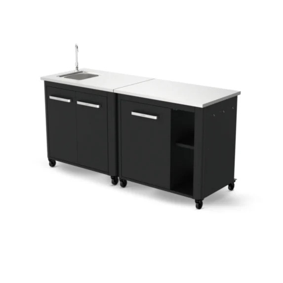 Cuisine extérieure modulable avec évier 90 cm et module 90 cm - plan inox