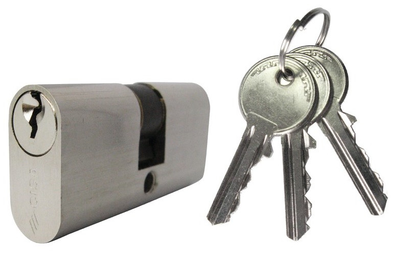 Cylindre double entrée ovale 30 x 30 mm laiton nickelé CISA CIS08210.02