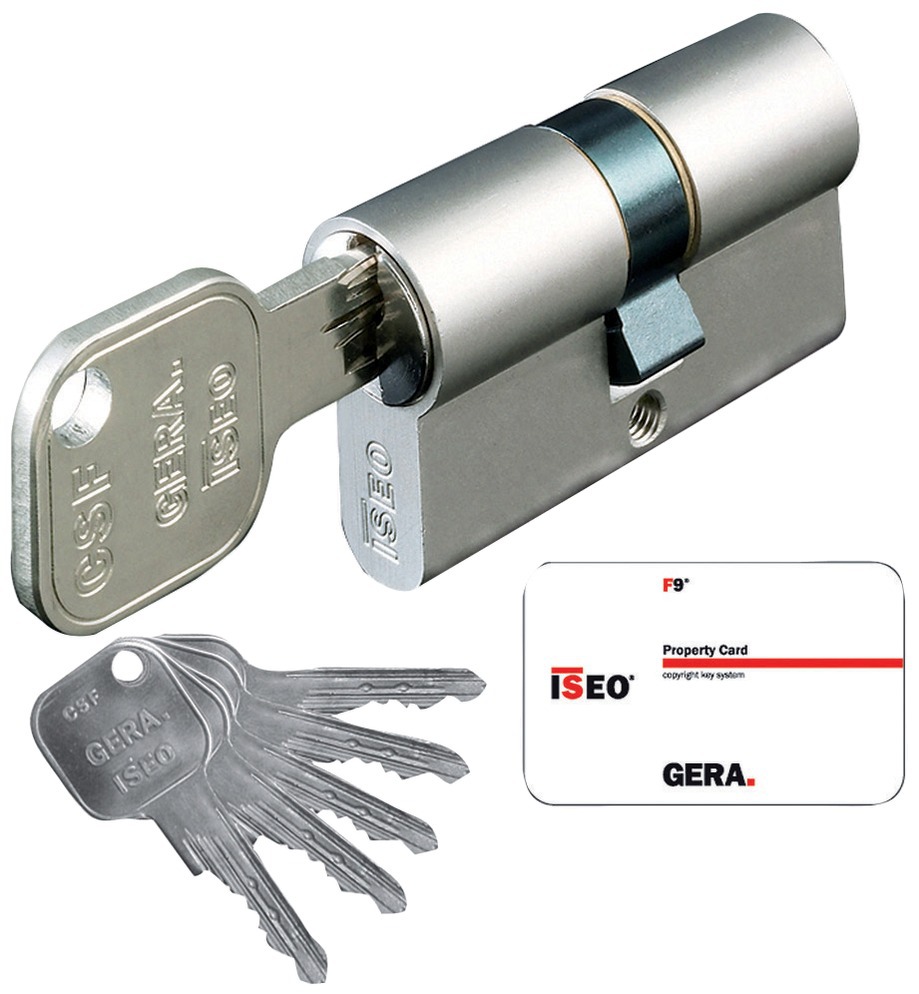 Cylindre européen nickelé Gera F9 varié 35 x 45 mm ISEO 82FA035459