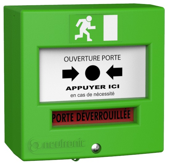 Déclencheur manuel Vert 2 contacts avec capot NEUTRONIC 4711V3C