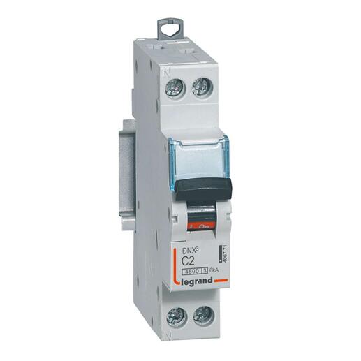 Disjoncteur DNX³ 4500 6 kA borne à vis 1 module 1P+N 230 V 2 A LEGRAND 406771