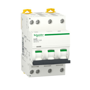 Disjoncteur modulaire ACTI9 IDT40T 3P+N courbe C 4500 A / 6 kA 20 A SCHNEIDER ELECTRIC A9P22720