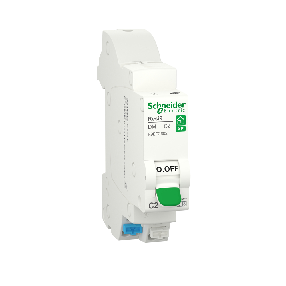 Disjoncteur modulaire RESI9 XE 1P+N courbe C embrochable 2 A SCHNEIDER ELECTRIC R9EFC602