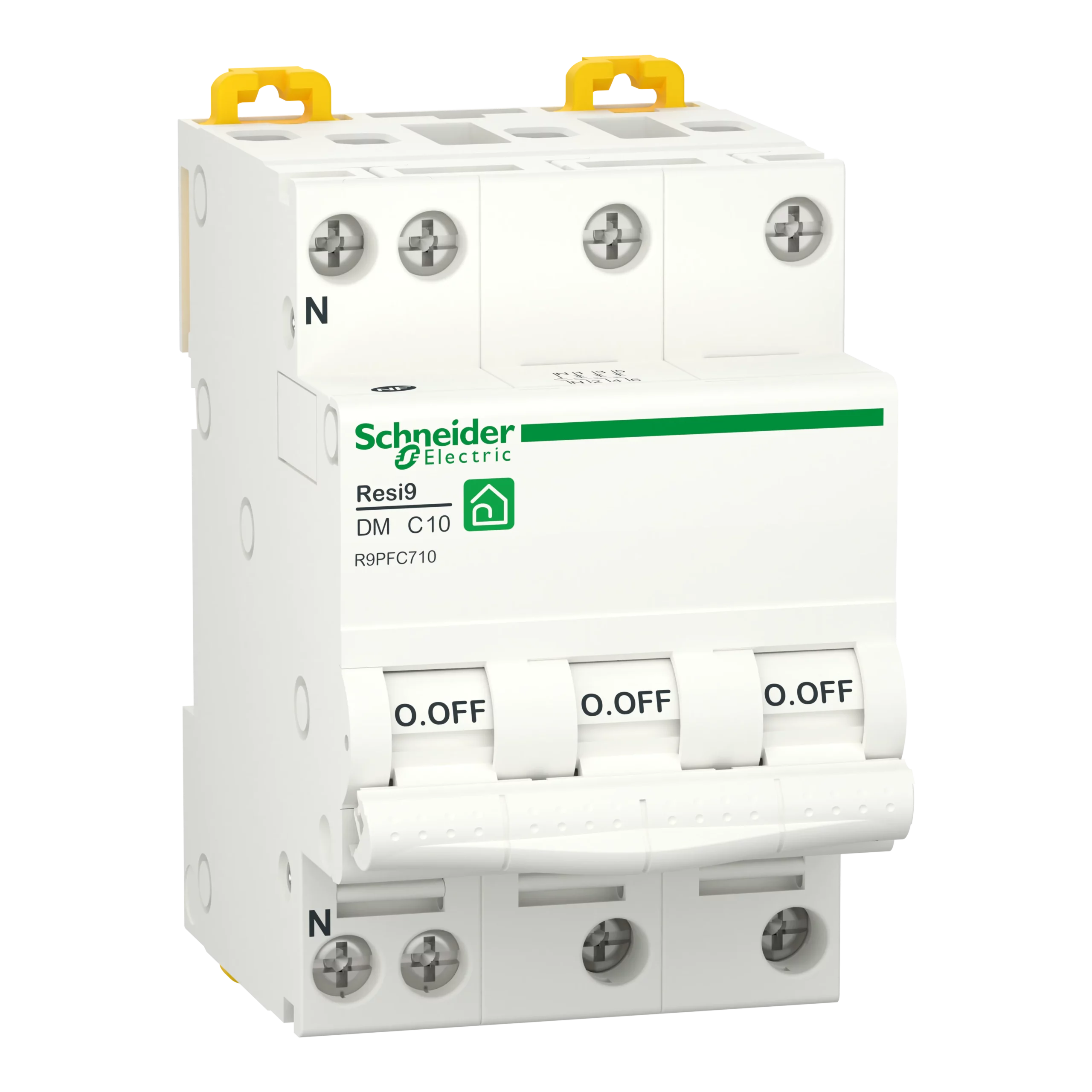 Disjoncteur tétrapolaire SCHNEIDER R9PFC710 10A courbe C 3kA 400V Resi9 XP