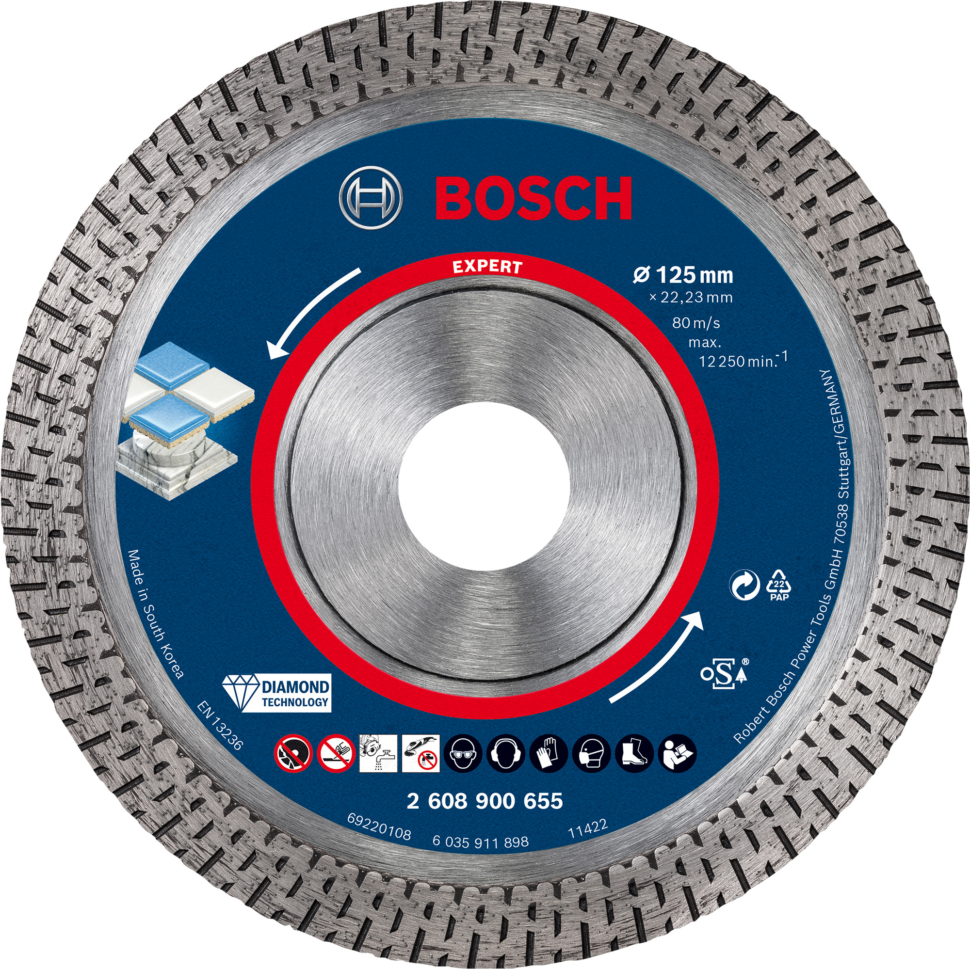 Disque à tronçonner diamanté Expert HardCeramic 125 x 22,23 x 1,4 x 10 mm BOSCH 2608900655