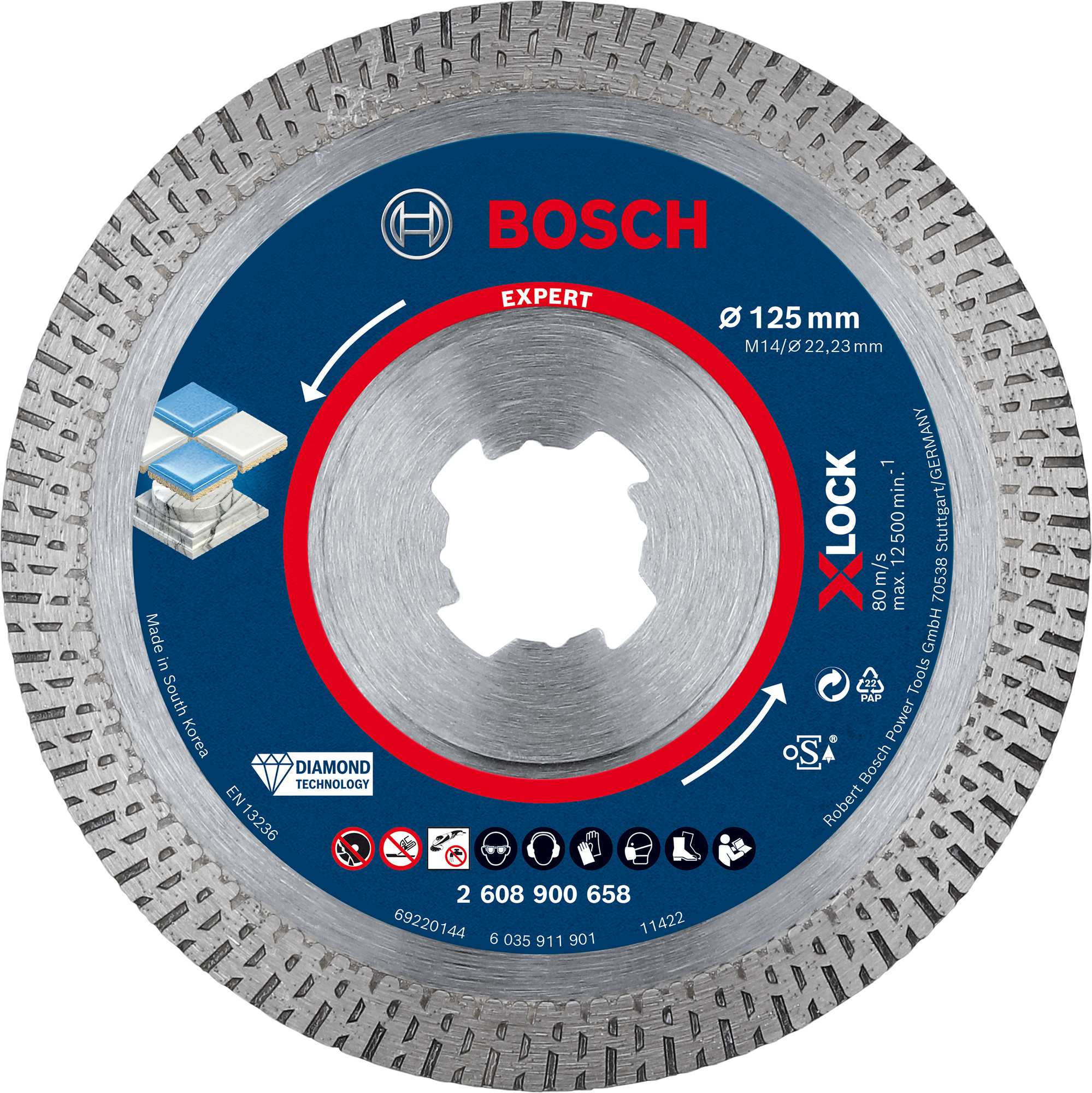 Disque à tronçonner diamanté Expert HardCeramic 125 x 22,23 x 1,4 x 10 mm BOSCH 2608900658