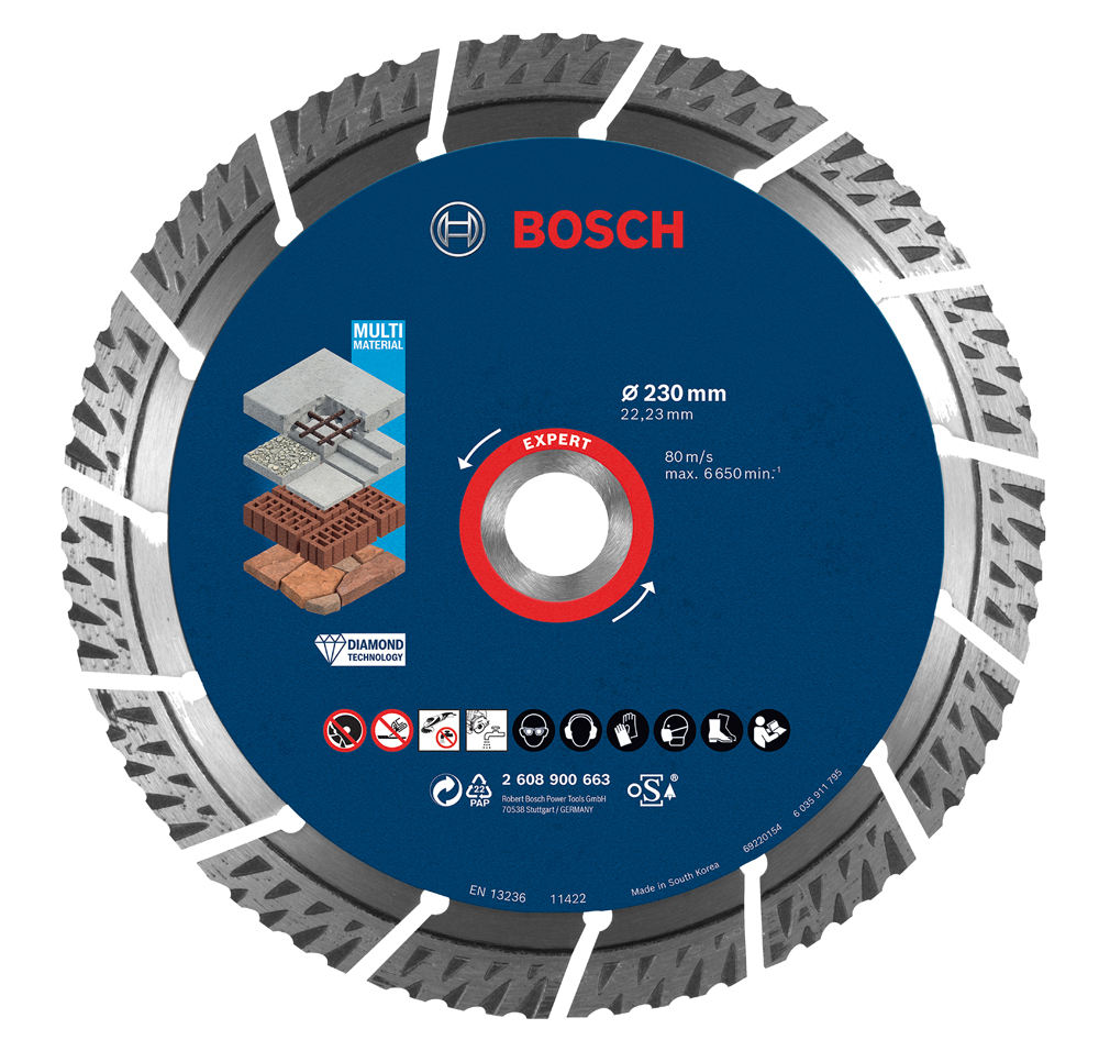 Disque à tronçonner diamanté Expert MultiMaterial 230 x 2,4 x 15 mm BOSCH 2608900663