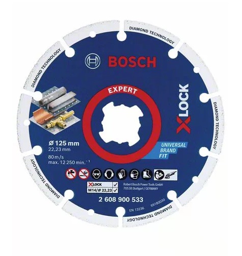 Disque à tronçonner Diamond Metal Wheel X-LOCK 125 mm BOSCH EXPERT 2608900533