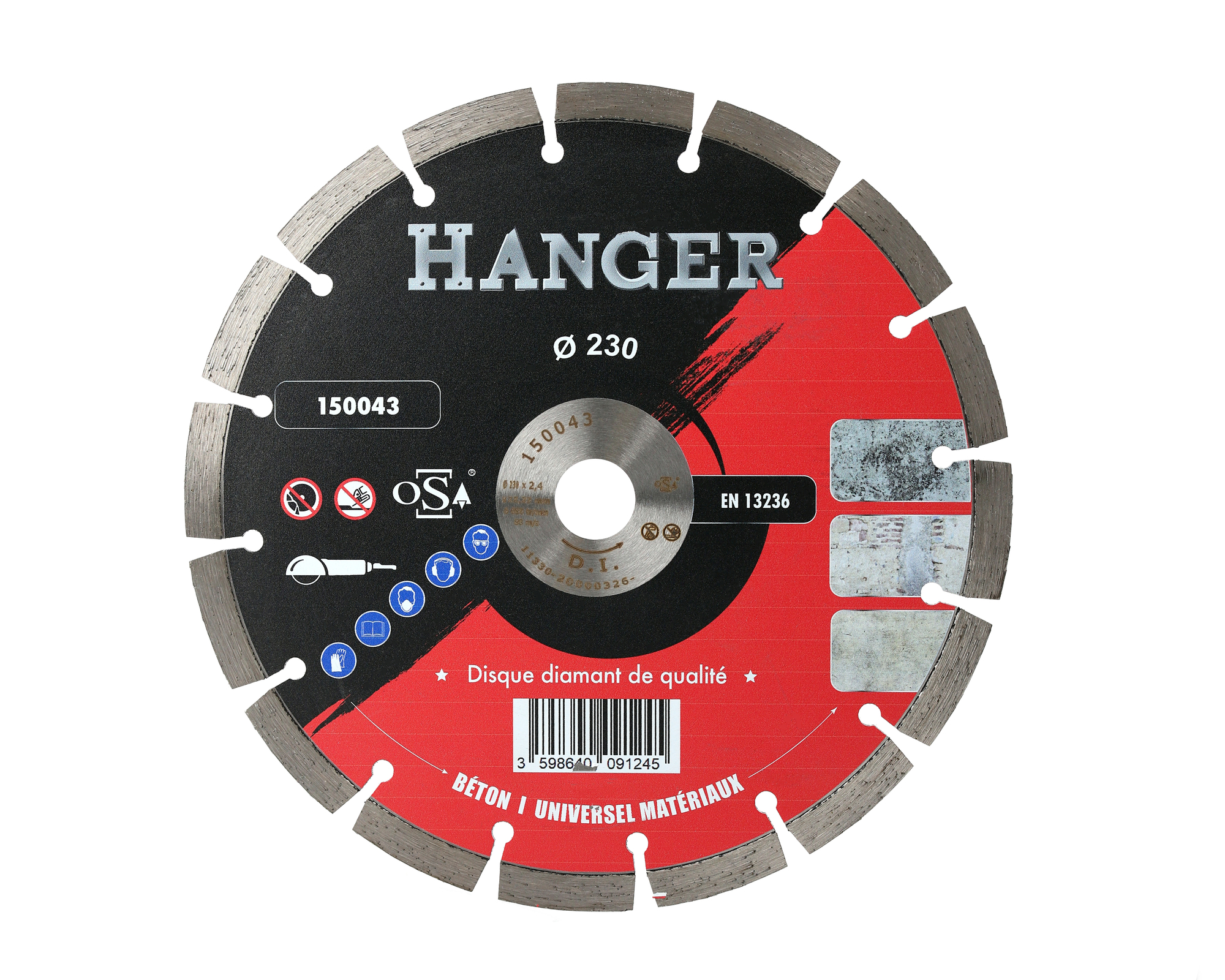 Disque diamant béton universel 230 mm segment 10 mm HANGER 150043