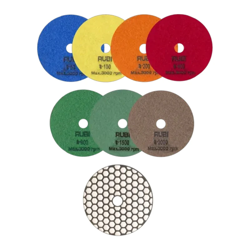 Disque diamant polissage et poncage a sec ø100 mm gr. 1500 - RUBI - 62975
