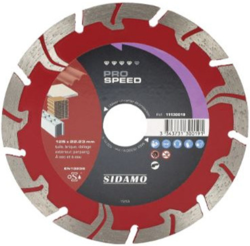 Disque diamant prospeed 125 mm couverture tuile pavé béton SIDAMO 11130019