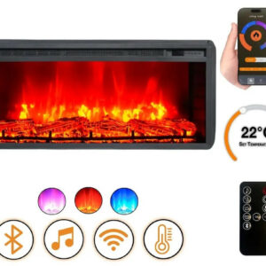 Cheminée électrique encastrable - ElectricFlame 2 - 34" - 900 et 1800W - LED multicolore - Wi-Fi  Bluetooth