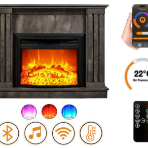 Cheminée électrique - Irony - Urban 1800 W avec effet flamme réaliste, chauffage 17 à 27 °C - Bluetooth Wi-Fi