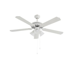 Ventilateur de plafond 132 cm blanc mat - 5 pales avec 3 éclairages E27