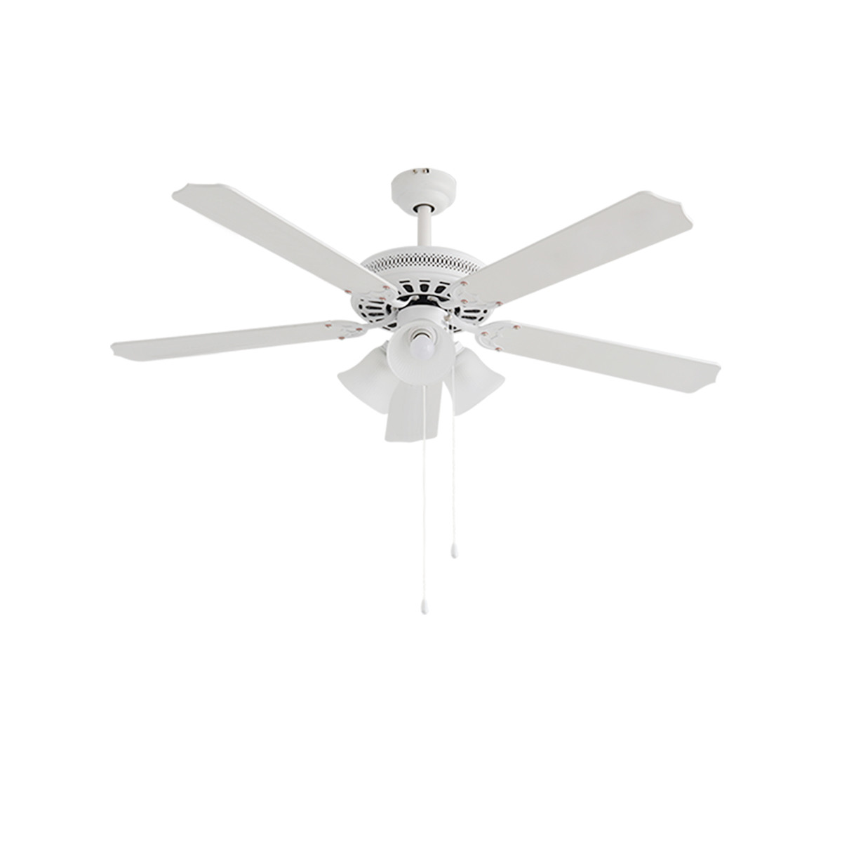 Ventilateur de plafond 132 cm blanc mat - 5 pales avec 3 éclairages E27