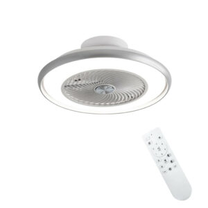 Ventilateur plafonnier 56 cm blanc mat - 8 pales avec LED 36 W et télécommande