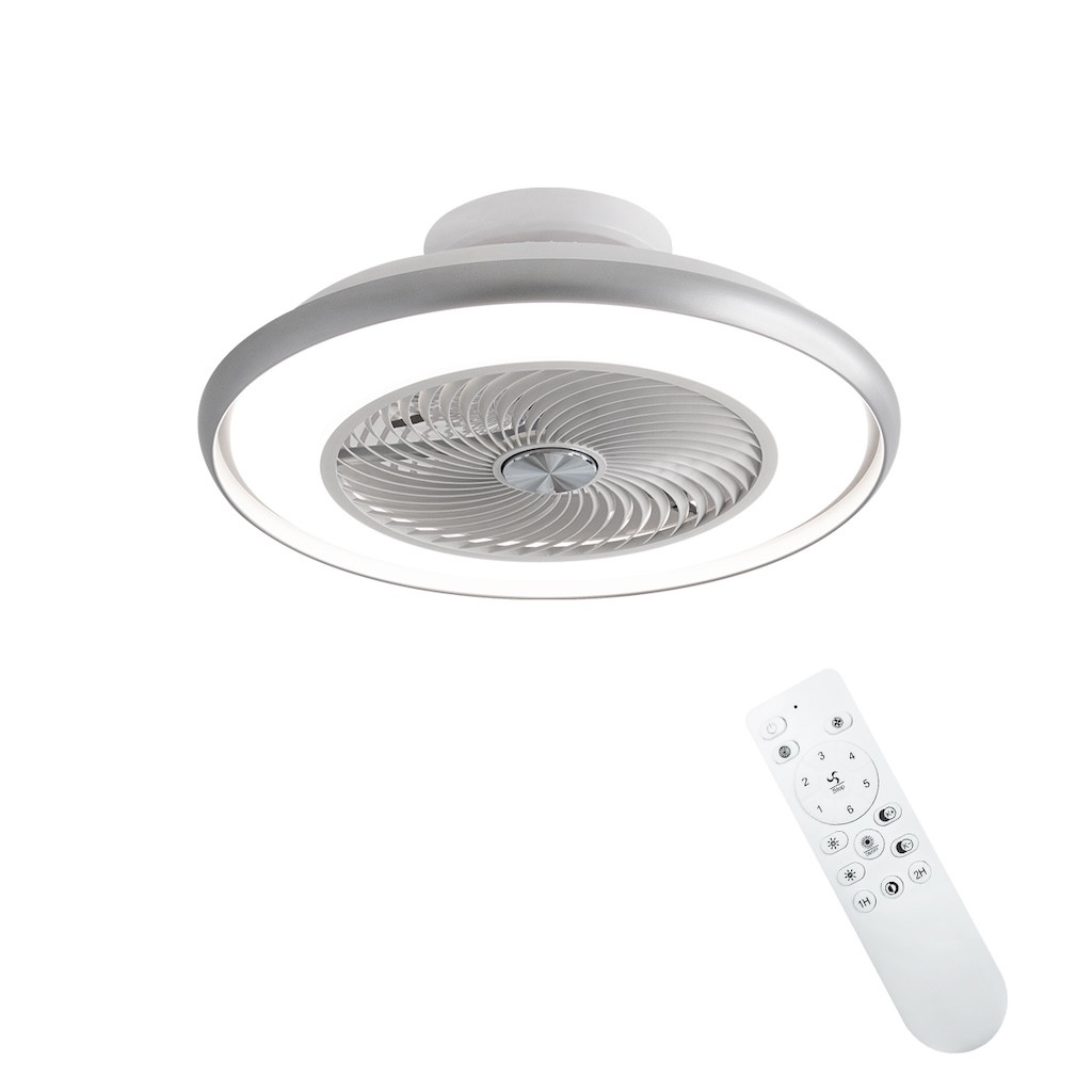 Ventilateur plafonnier 56 cm blanc mat - 8 pales avec LED 36 W et télécommande