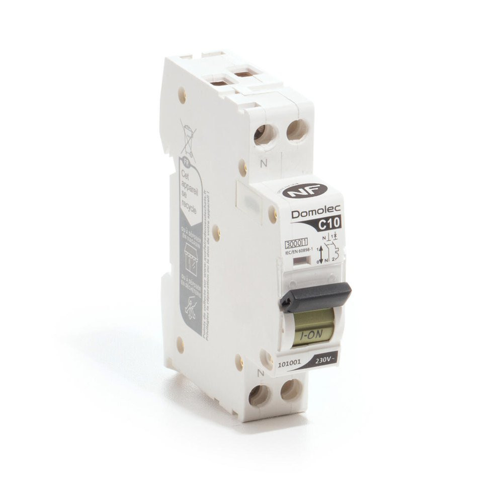Disjoncteur phase + neutre DOMOLEC 10 A