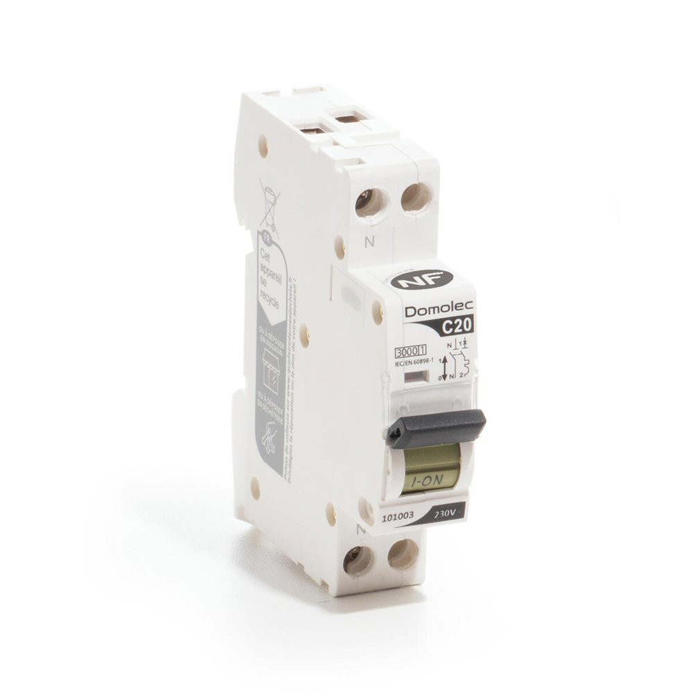 Disjoncteur phase + neutre DOMOLEC 20 A