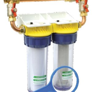 Double filtre 3/4'' BYPASS anti-calcaire avec équerre et cartouche POLAR FD34CBP