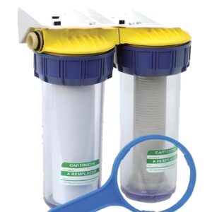 Double filtre anti-tartre 3/4'' avec équerre cartouche et clé POLAR FD34C