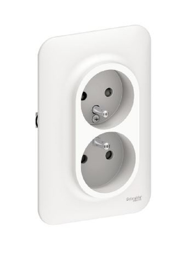 Double prise 2P+T OVALIS blanc complet rénovation SCHNEIDER ELECTRIC S261089