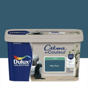 Peinture bleu paon pour mur et boiserie Crème de couleur satiné 2.5 l